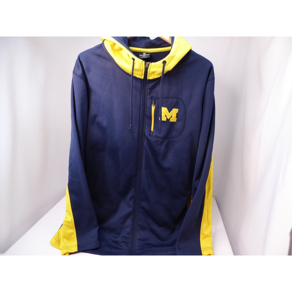 Colosseum Men's Michigan Wolverines Full Zip Hoodie Blue Yellow 3XL